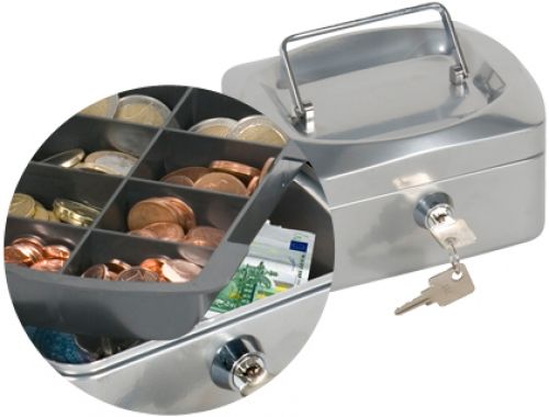 Cofre com bandeja para moedas q-connect 152x80x115 mm prata , Q-connect , 37655 , 5705831033160